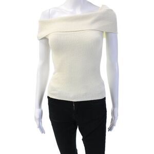 Pixie Market Women Off Shoulder Top Beige Zip Solid Fall Size XS